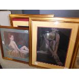 Three pastel nude studies by Vicky Langford