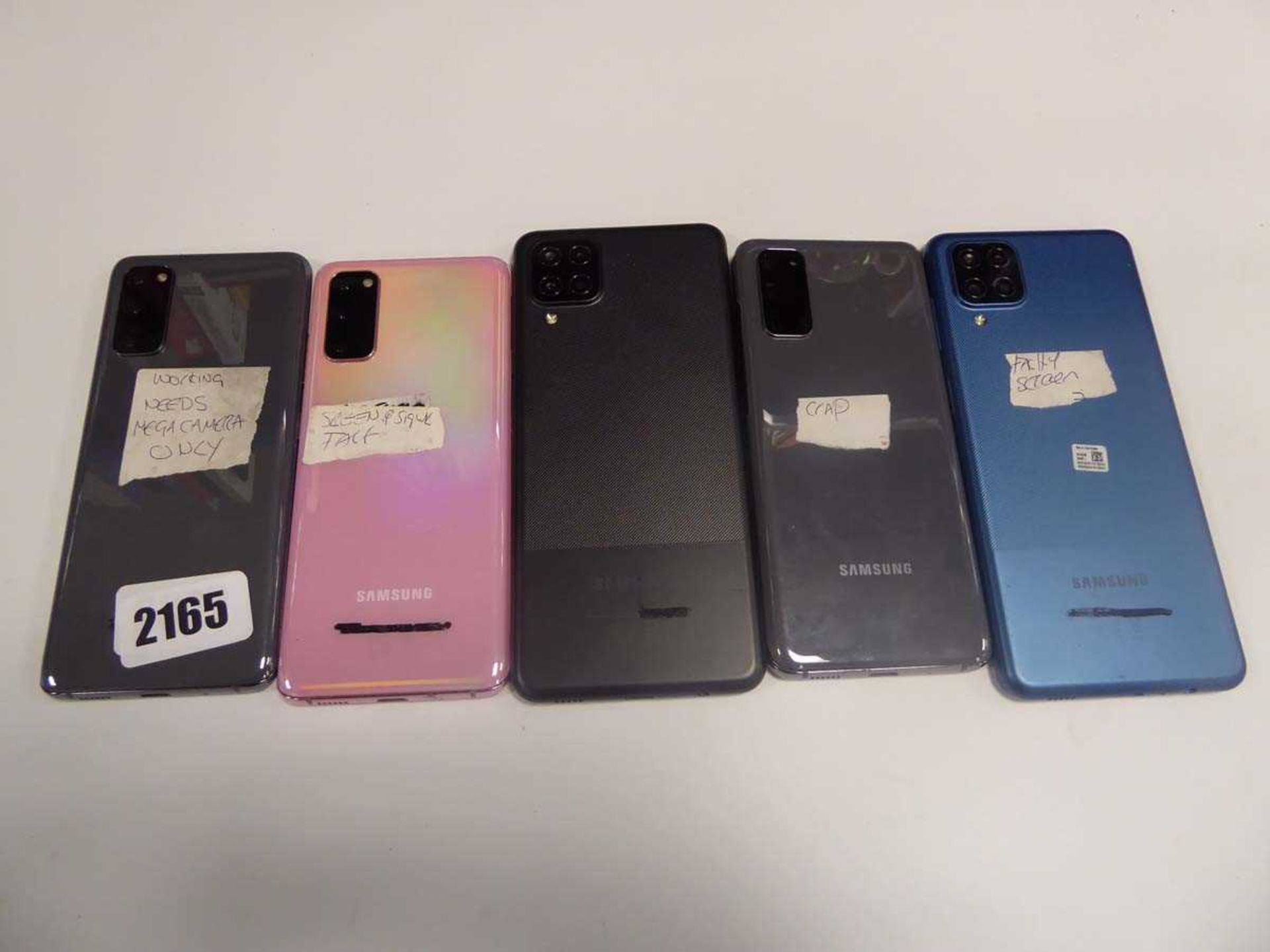 5 various Samsung mobile phones, sold for spares and repairs olny to include Samsung Galaxy A12