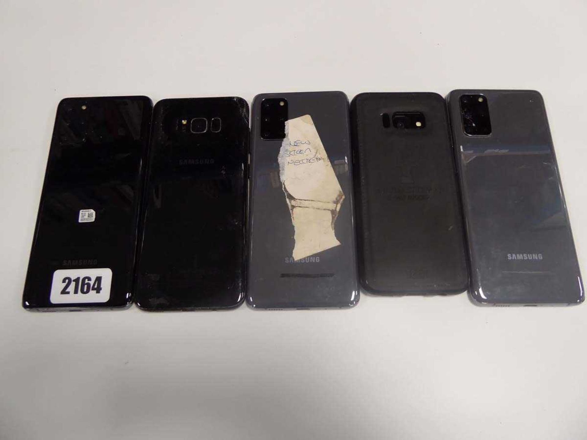 5 various Samsung mobile phones including Samsung Galaxy S8 Plus, sold for spares and repairs