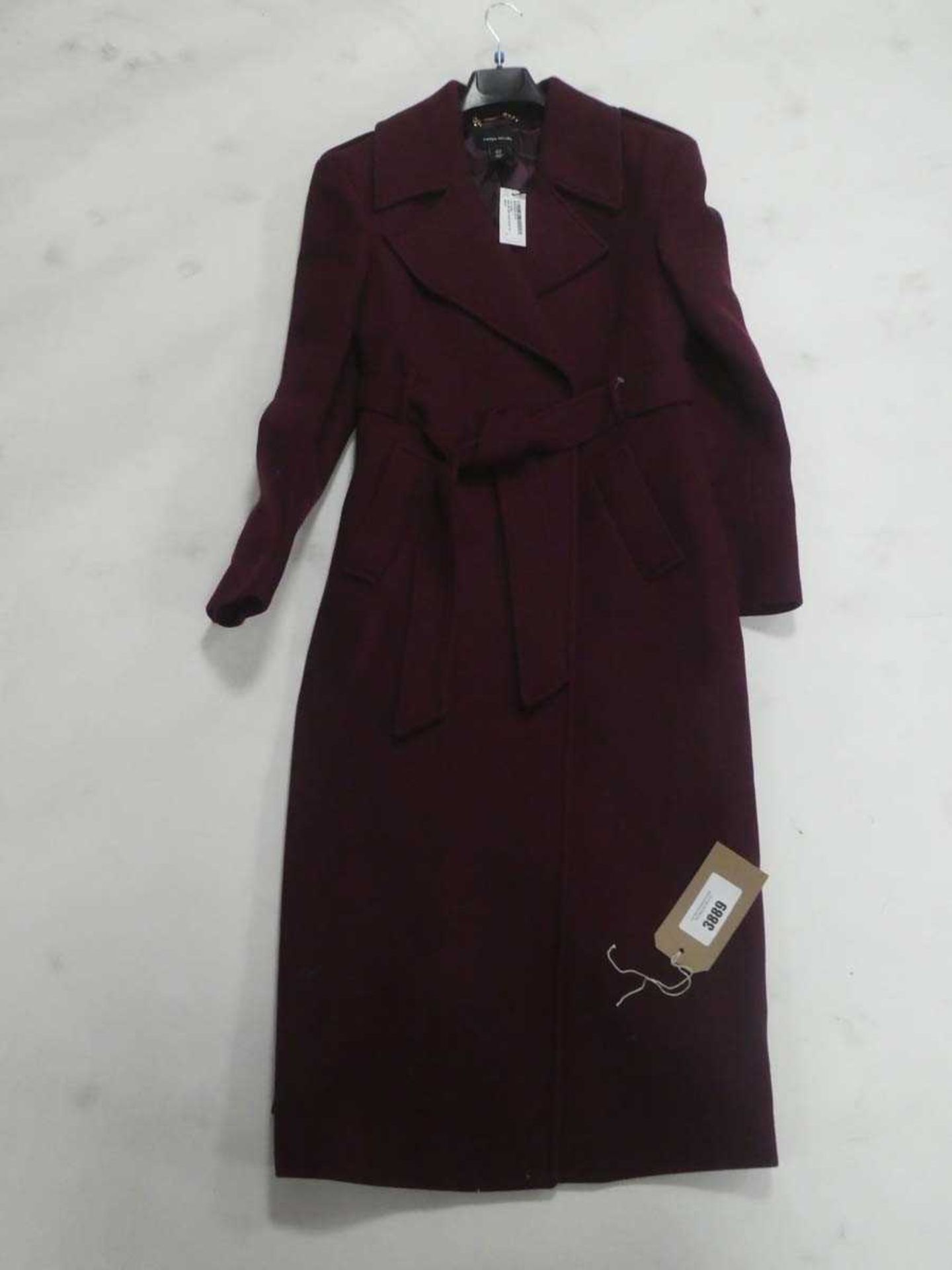 +VAT Karen Millen ladies Italian wool blend strong shoulder coat in merlot size 12 (hanging)
