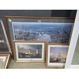 Photographic print of Red Arrows over the Thames plus 2 prints of shipping on the Thames