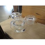 3 Finnish crystal candle holders