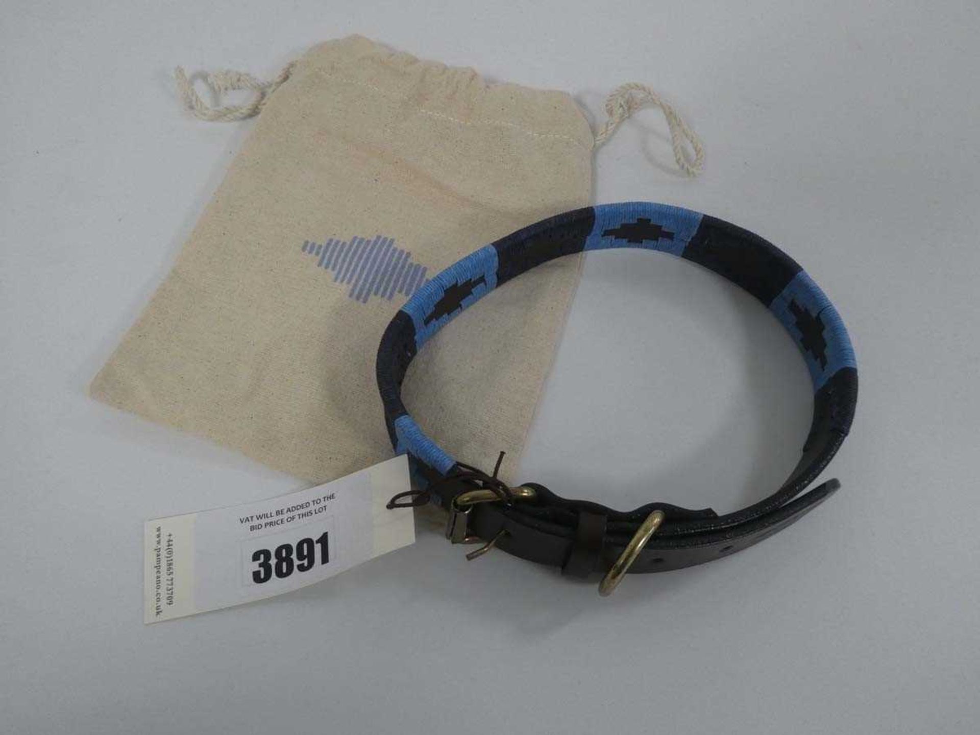 +VAT Pampeano azules dog collar in blue with dust bag