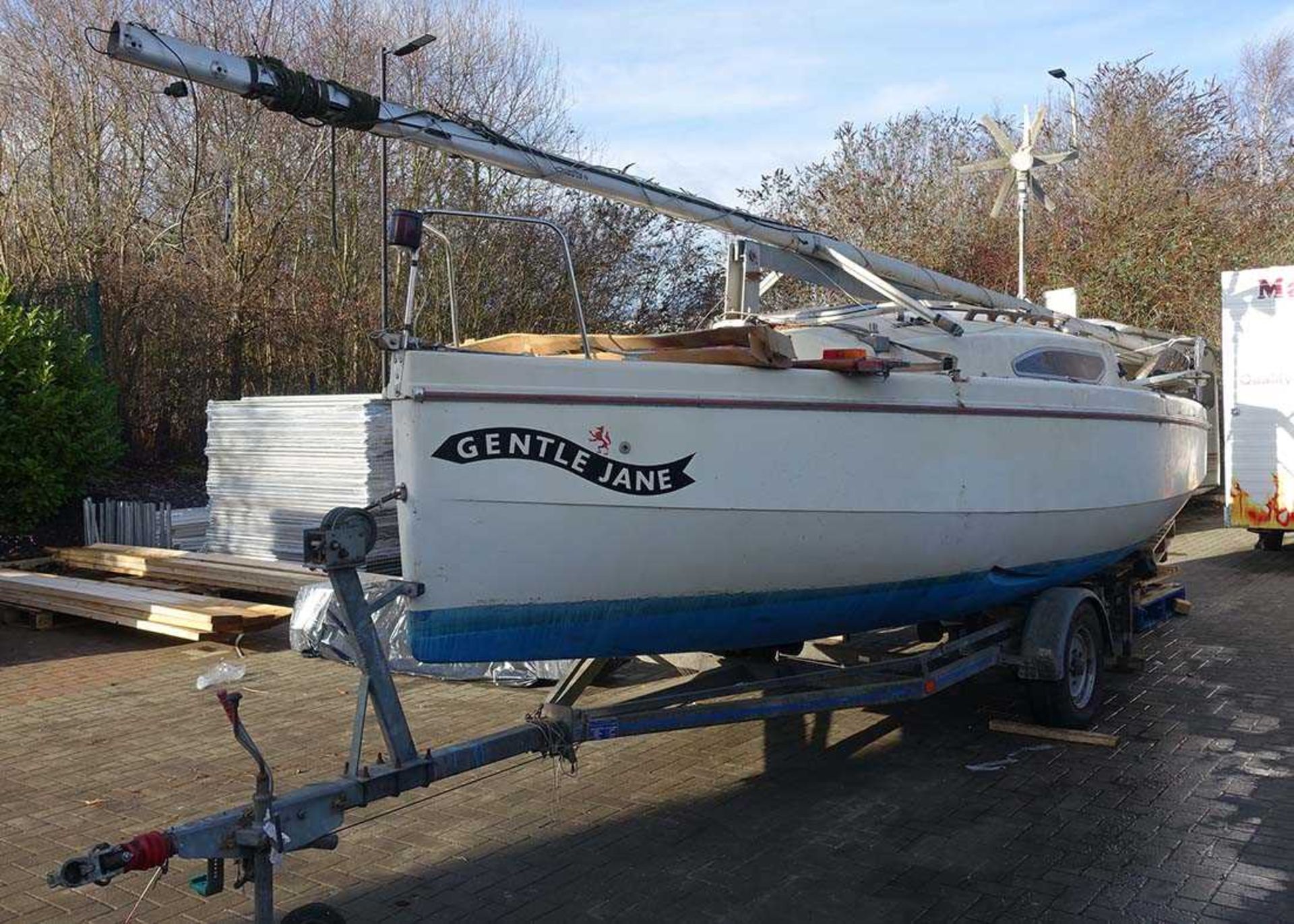 ‘Gentle Jane’ Red Fox 200E trailer sailer yacht, with single axle trailer, length 20ft, beam 8ft