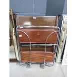 Two folding tea trolleys with chrome supports