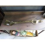 Three piece brass fire companion set