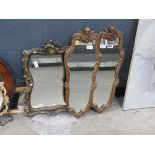 3 x mirrors in floral gilt frames