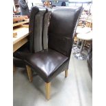 6 brown leather effect dining chairs