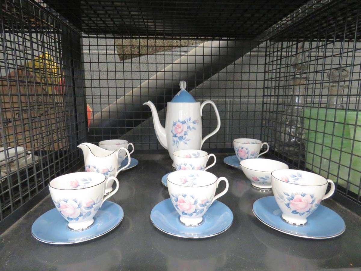 Cage containing a Royal Albert Sorrento patterned tea service