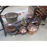 3 warming pans, 4 copper kettles, and ewer