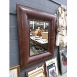 Rectangular bevelled mirror in faux crocodile skin frame