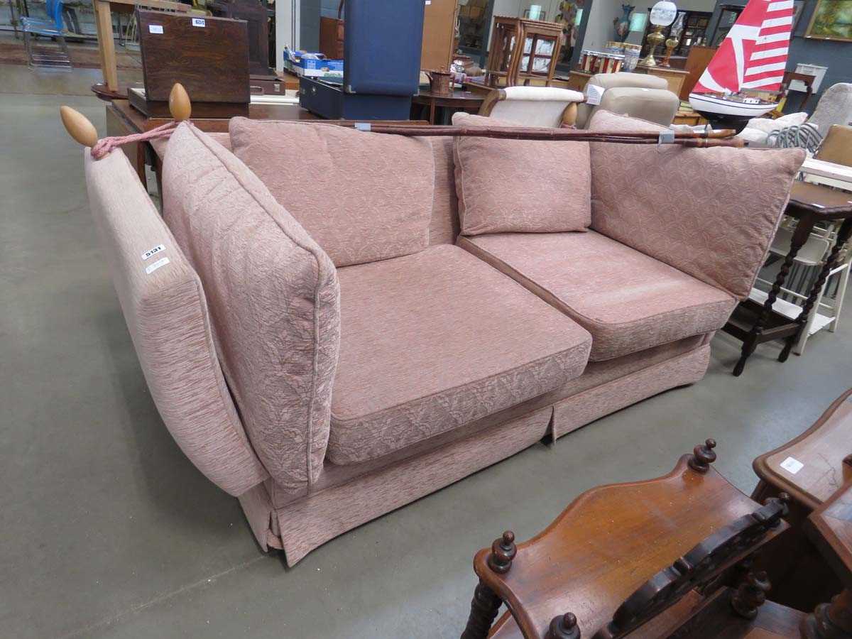 Pink fabric dropend sofa