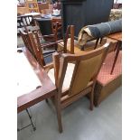 Pair of Edwardian bedroom chairs plus a pair of upholstered mid century dining chairs