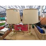 2 brass finished table lamps