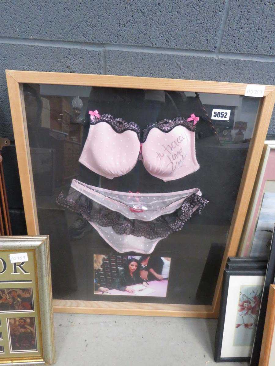 Katie Price wall hanging with signed lingerie (not authenticated)