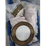 (7) Box containing quantity of floral patterned crockery to included dishes, plates and vases