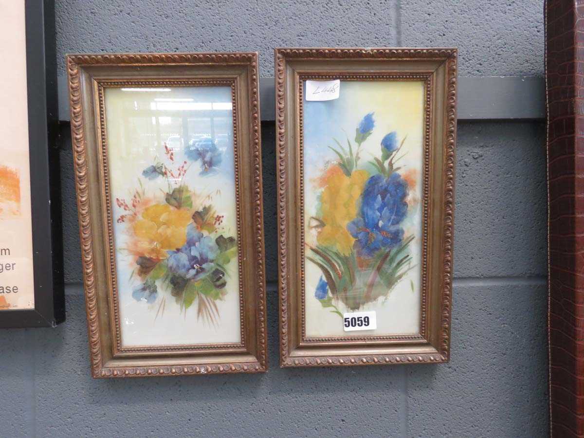 Pair of floral crystoleums