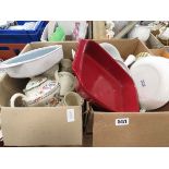 2 boxes containing assorted household crockery