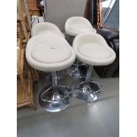 Four cream leather effect swivel bar stools (as found)