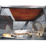 Cage containing silver plate to include baskets, dishes and a tray