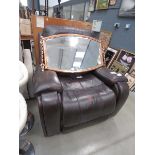 +VAT Brown leather effect electric reclining armchair