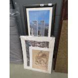 Degas limited edition print of woodland and a picture of the twin towers