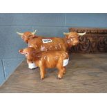 3 Beswick style Highland cattle