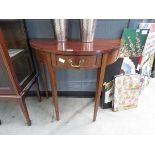 Reproduction demilune console table with single drawer