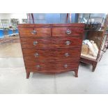 Georgian bow fronted chest of 2 over 3 drawers with rosewood boxing