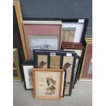 Quantity of Oriental prints to include court scenes, storks, other birds and foliage