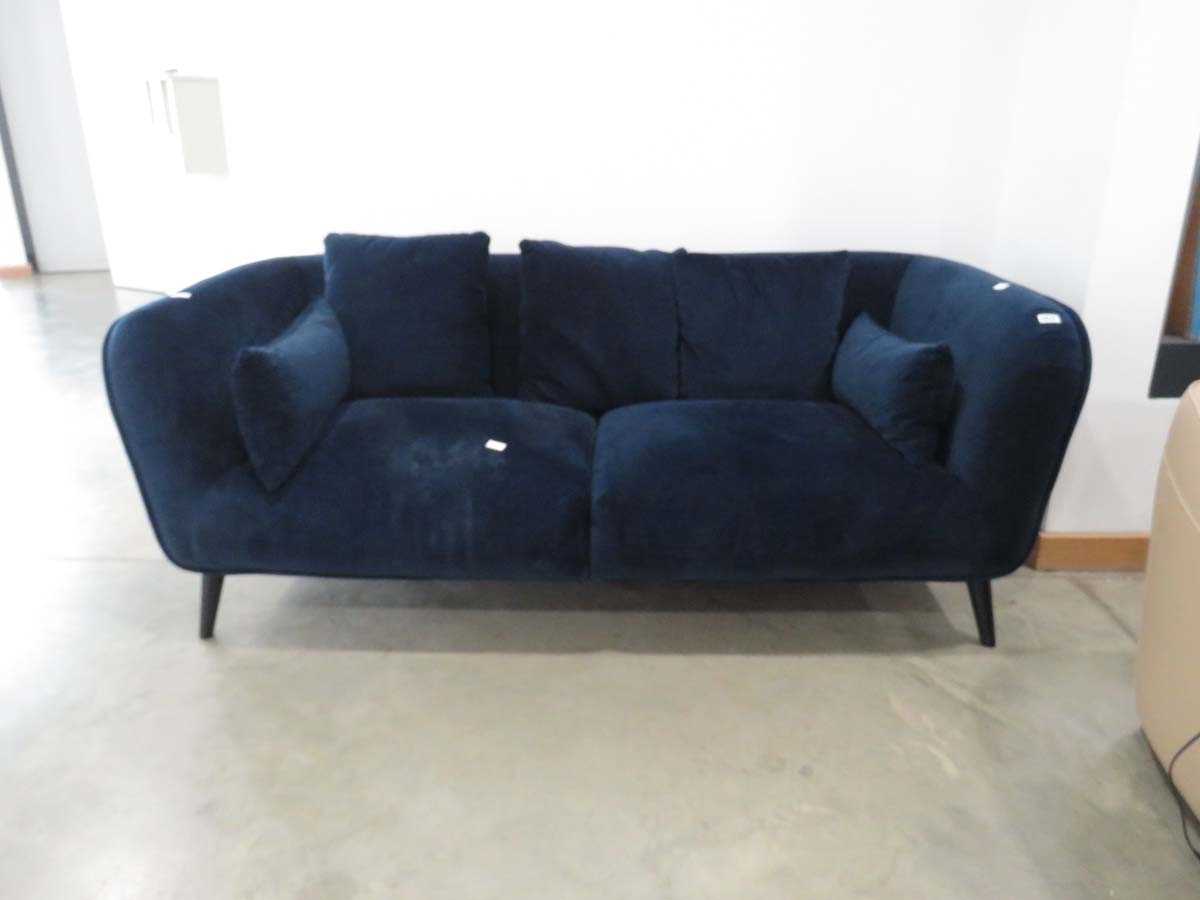 Blue velvet 3 seater sofa