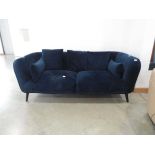 Blue velvet 3 seater sofa