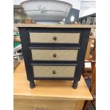 Black painted 3 drawer bedside cabinet