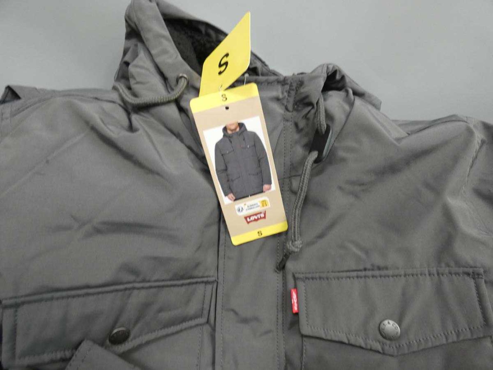 +VAT 5 hooded grey coats by Levi, sizes ranging from medium to small - Image 2 of 2