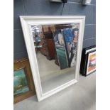 Rectangular bevelled mirror in white painted frame