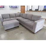 +VAT Grey fabric Thomasville corner suite in 2 sections plus matching footstool