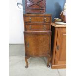 Reproduction walnut bow fronted pot cupboard