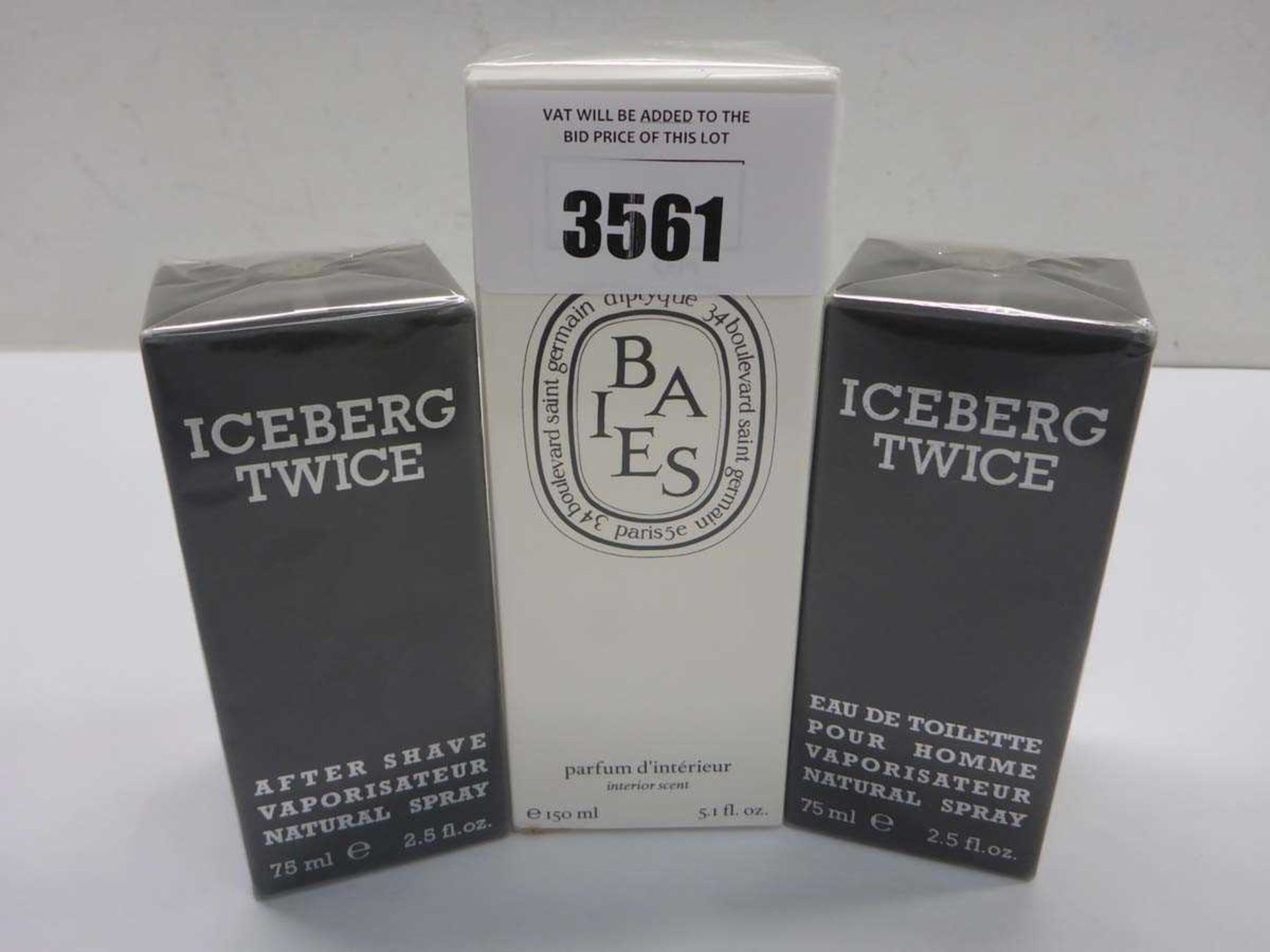 +VAT Diptyque interior scent 150ml & 2 x Iceberg Twice after shave 75ml