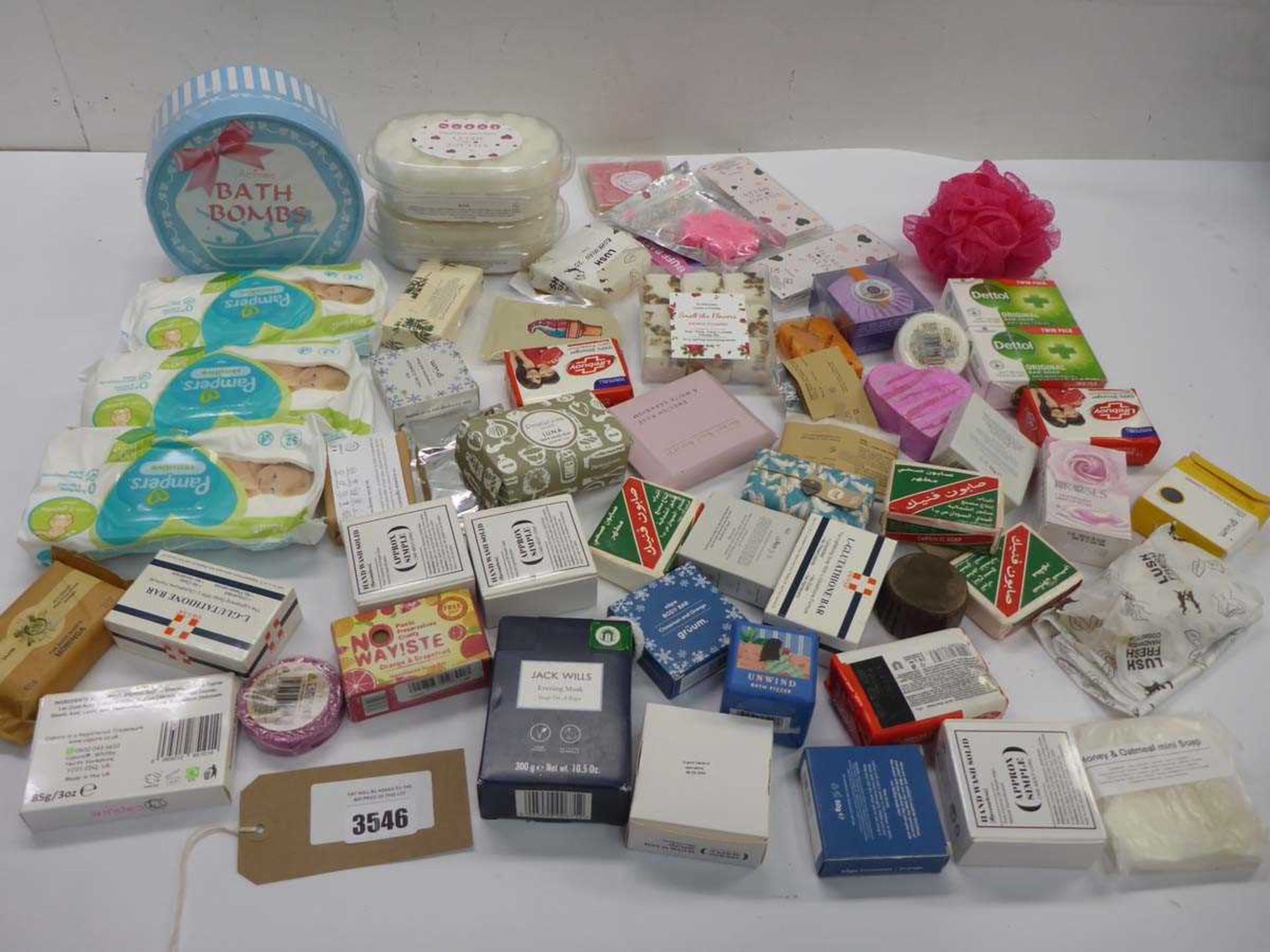 +VAT Selection of bath bombs, fragrance soaps, wet wipes, sponge etc