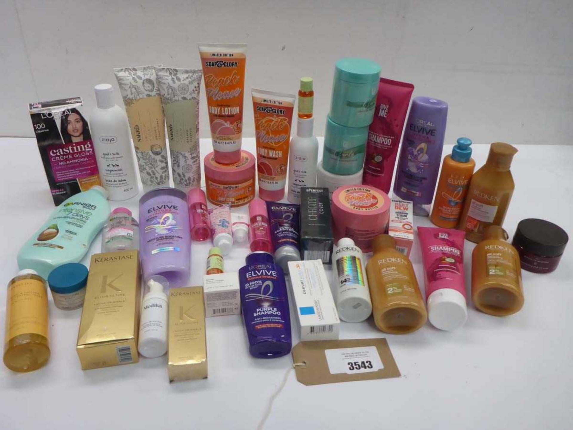 +VAT Selection of branded toiletries including Give Me, Soap & Glory, L'Oreal, Ziaja, Kerastase,