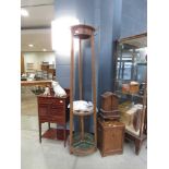 1930's oak coat rack with umbrella stand under