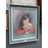 1970s print: Girl with Puppy