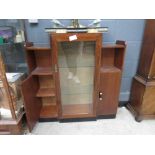 Single door china display cabinet with cupboard and shelves to the side