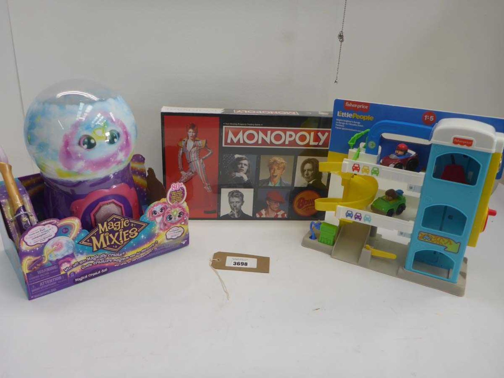+VAT Monopoly Bowie Edition, Magic Mixies crystal ball and Fisher Price Little People garage set