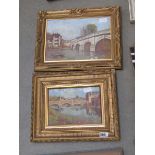 2 overpainted pictures of Henley Bridge, Oxford and another similar