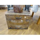 Military type wooden twin handled trunk bearing date 1942