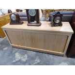 Danish lined oak effect tambour front sideboard