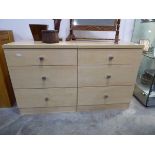 Pair of modern beech effect 3 drawer bedsides