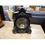 Slate cased mantle clock with ornate gilt decoration