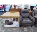 +VAT Boxed leather power reclining archair with head rest
